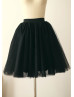 Pure Black Satin Tulle Short Skirt